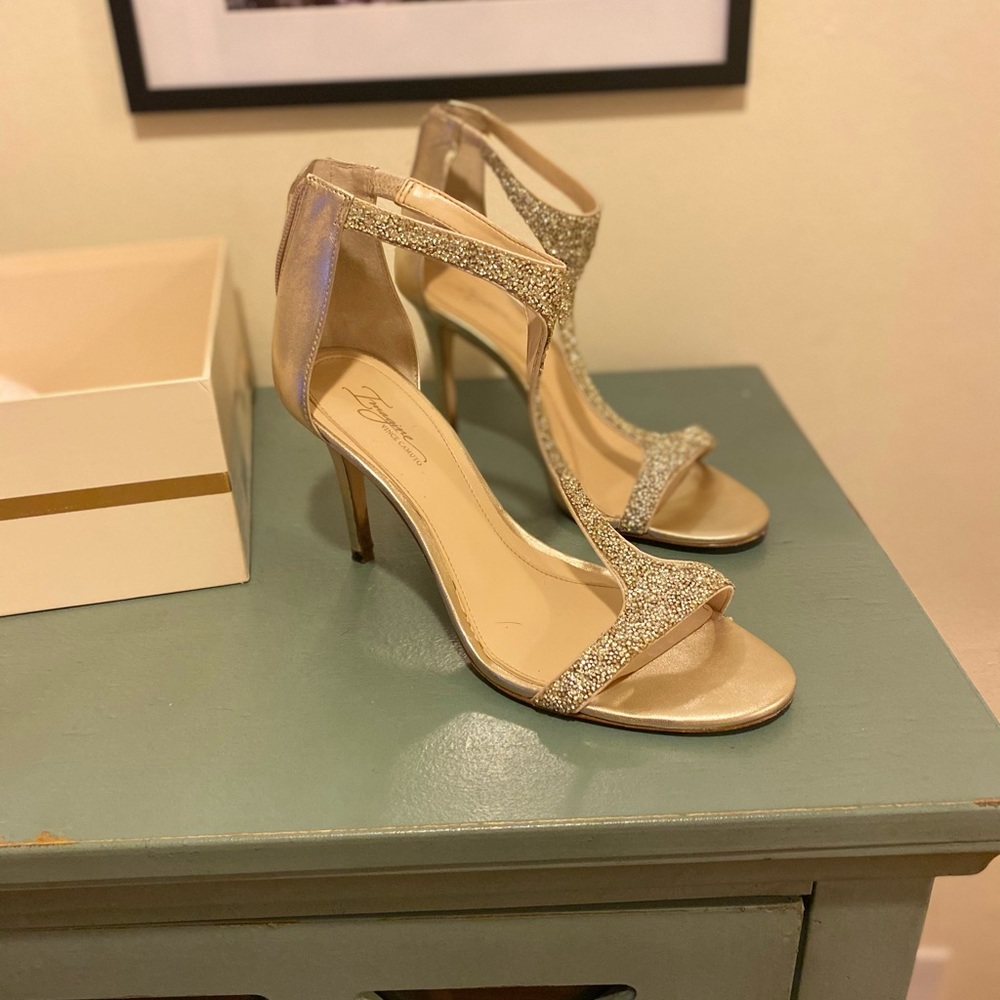 Dressy gold heels